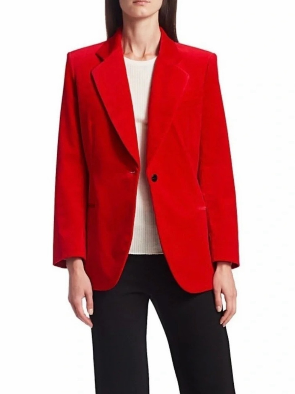 NWT Theory Cinched Blazer Bright Red Stretch Velvet Size 0